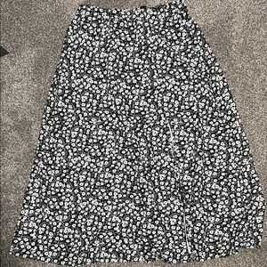 SHEIN Black and White Floral A-Line Skirt